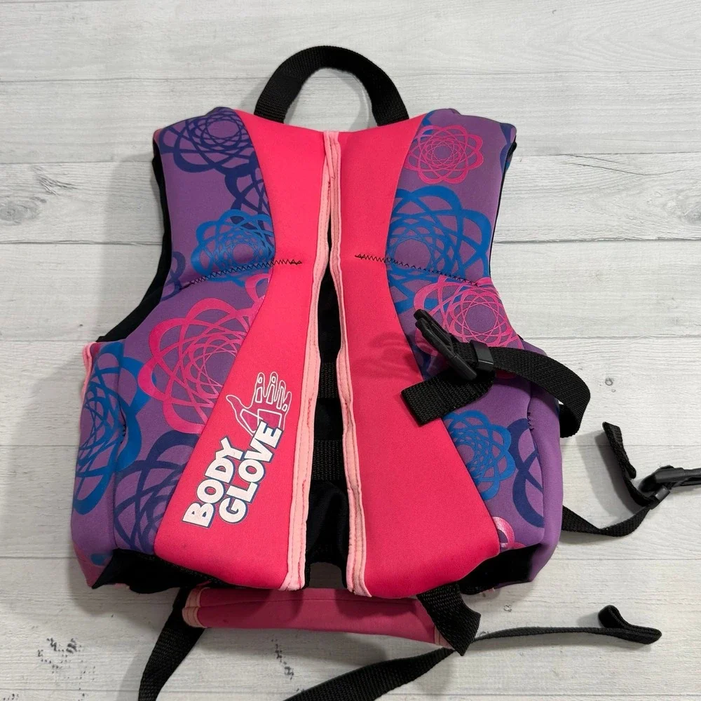 Body glove kids pink and purple neoprene life vest 30-50 pounds
